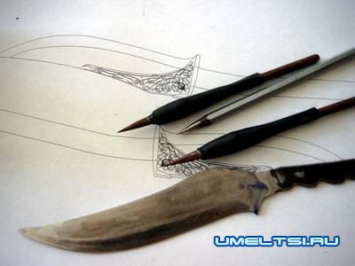 Травление металла: рисунок на лезвии ножа