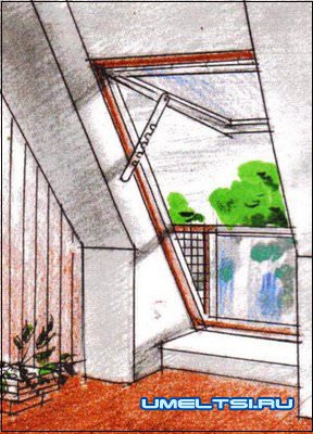 Окно-балкон в мансарде Окно-балкон в мансарде