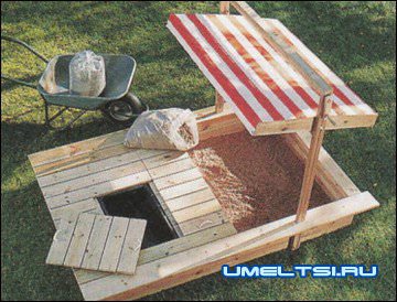 Песочница своими руками с крышкой и резервуаром для воды