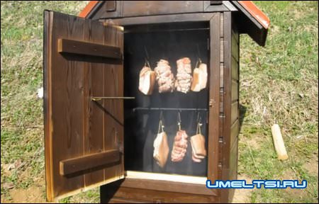 коптильня холодного копчения в действии