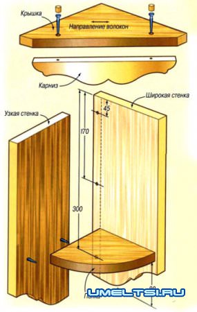 угловая полочка чертеж