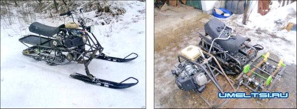Компактный самодельный снегоход