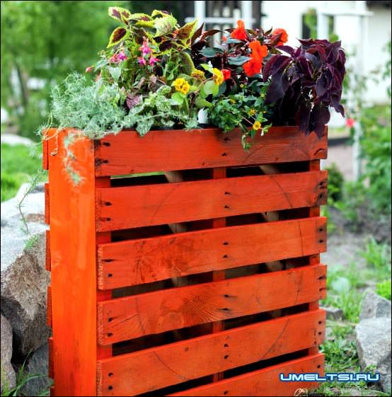 Цветочный ящик из поддонов