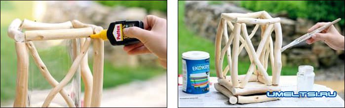 Садовый фонарь из веток своими руками