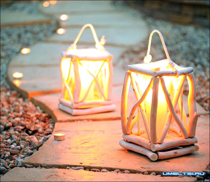Садовый фонарь из веток своими руками