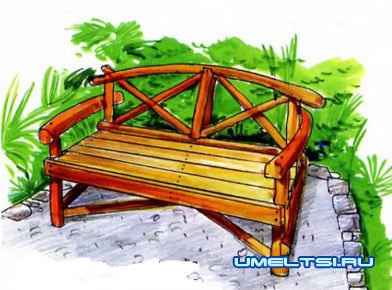 Лавочка из бревен