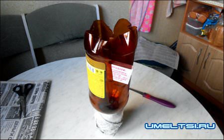 Гном из пластиковых бутылок своими руками