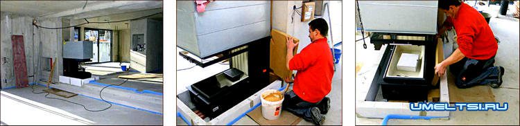 Двухсторонний камин ход работ Двухсторонний камин ход работ