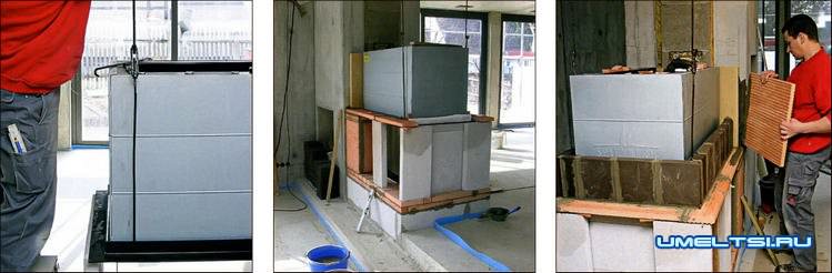 Двухсторонний камин ход работ Двухсторонний камин ход работ