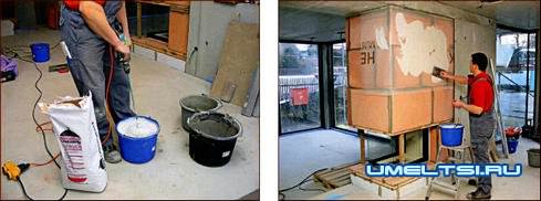 Двухсторонний камин ход работ Двухсторонний камин ход работ