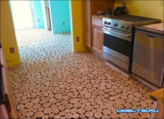 Пол из спилов дерева Пол из спилов дерева