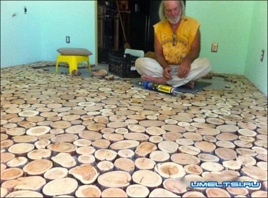 Пол из спилов дерева Пол из спилов дерева