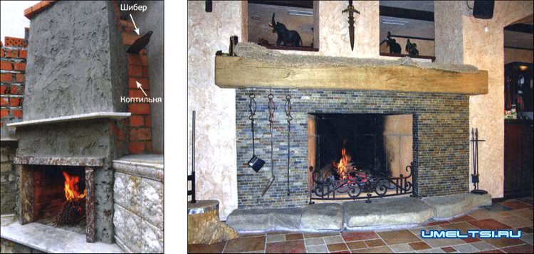 Открытый камин с лежанкой Открытый камин с лежанкой