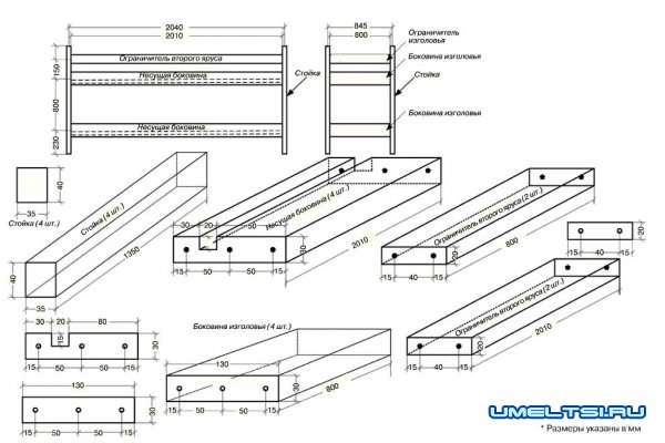 Детская двухъярусная кровать