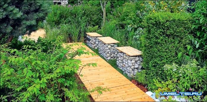 Садовый пуфик-габион