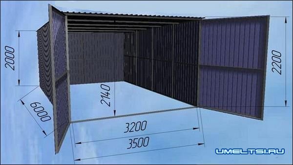 Чертеж гаража из профнастила Чертеж гаража из профнастила