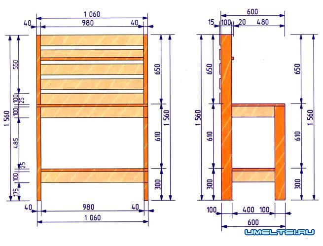 Столик садовника чертеж