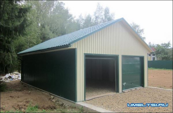 Гараж из профнастила своими руками фото