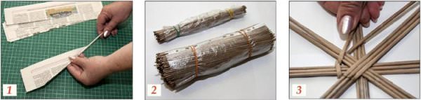 Хлебница из газетных трубочек