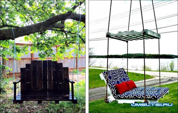 Качели из поддонов: фото