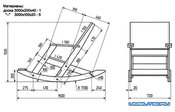 Чертежи самодельного кресла-качалки Чертежи самодельного кресла-качалки