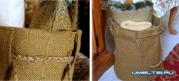 декоративный мешочек из мешковины