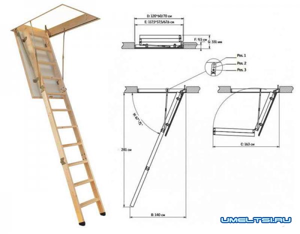 Лестница с люком на чердак