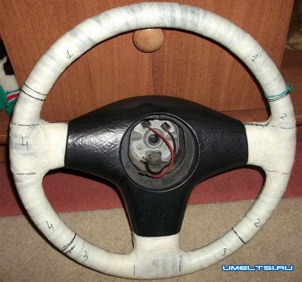 Перетяжка руля кожей своими руками