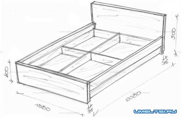 кровать чертеж