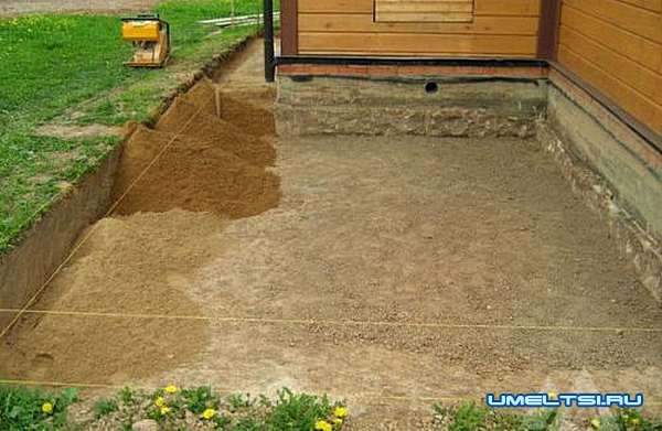 Отмостка из брусчатки вокруг дома Отмостка из брусчатки вокруг дома