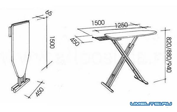 чертеж гладильной доски чертеж гладильной доски