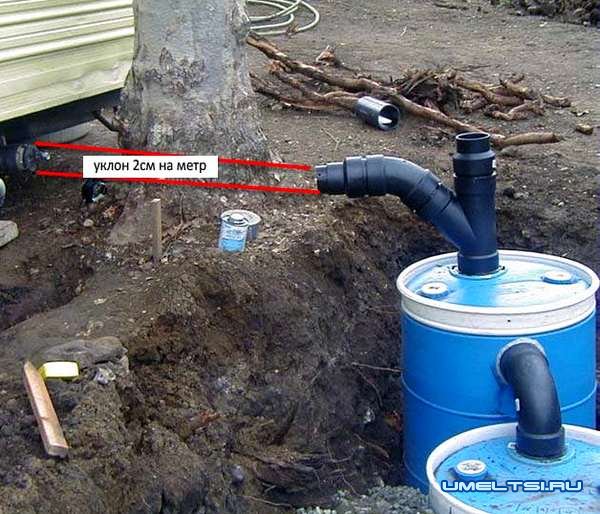 Вырезаем отверстие для фланца, наносим на соединения герметик