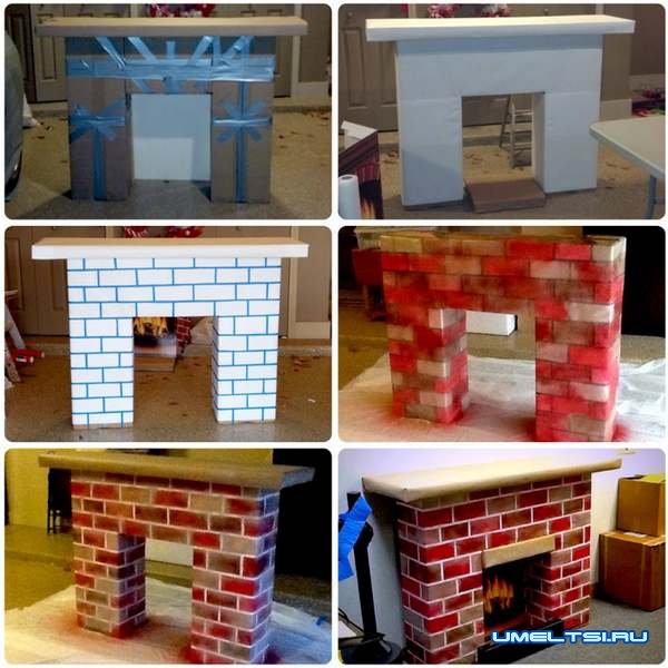 Новогодний камин из коробок и картона Новогодний камин из коробок и картона