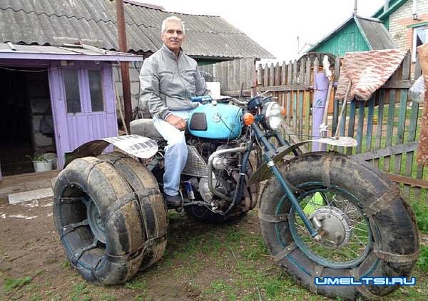 Самодельный снегоболотоход на базе мотоцикла