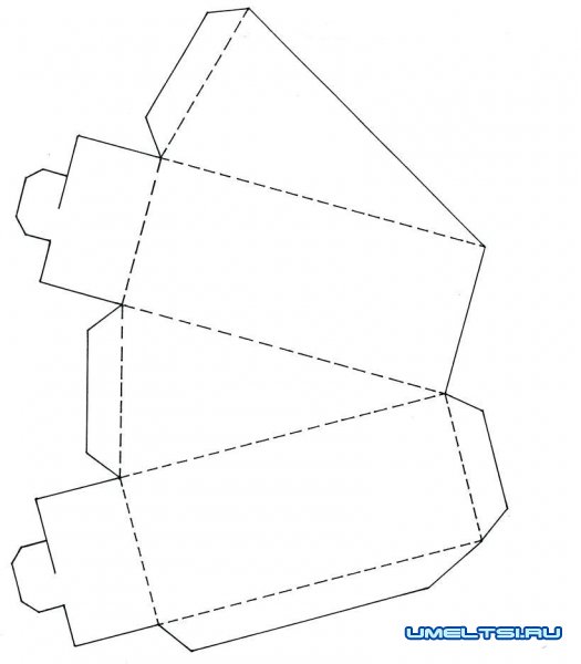 выкройка кусочка торта из бумаги
