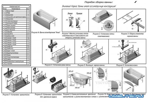 Установка акриловой ванны своими руками