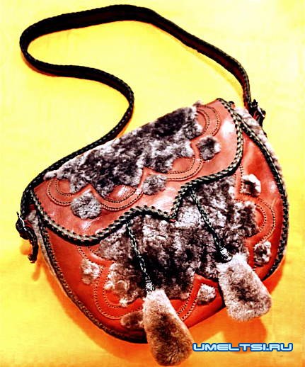 Сумочка из кожи и меха