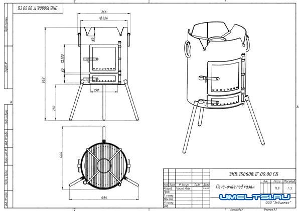 Как сделать уличную печь для дачи-чертеж
