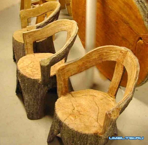 стулья и табуреты из пней