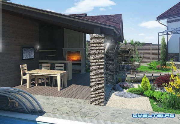 удачные проекты беседок с барбекю