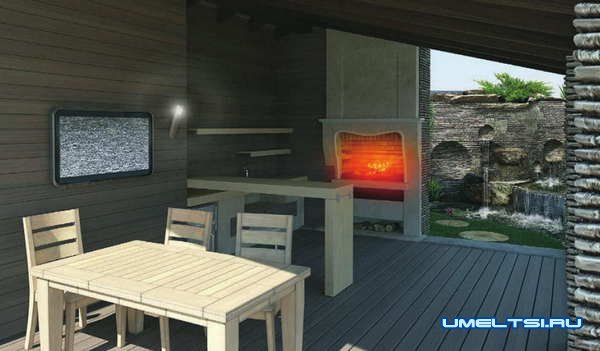 удачные проекты беседок с барбекю