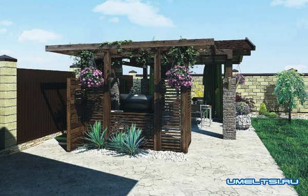 удачные проекты беседок с барбекю