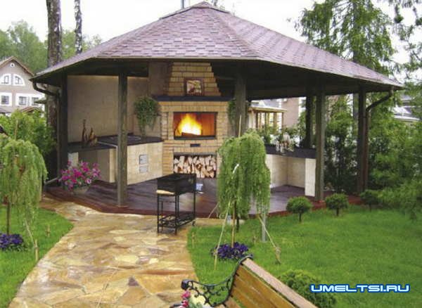 Примеры беседок с барбекю: фото