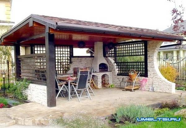 Примеры беседок с барбекю: фото