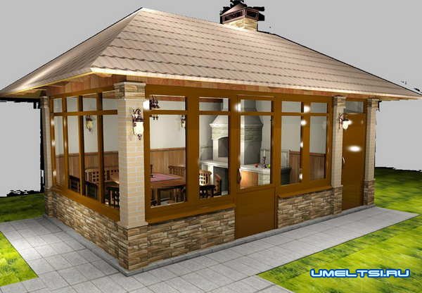 Примеры беседок с барбекю: фото