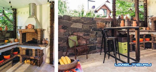 летняя кухня с барбекю: фото