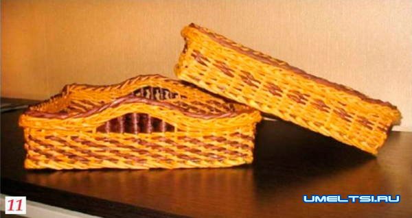 Изготовление корзинки для хлеба из бумажной лозы