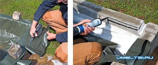 Садовый пруд из бордюрных камней