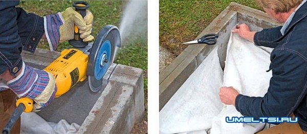 Садовый пруд из бордюрных камней