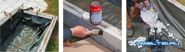 Садовый пруд из бордюрных камней